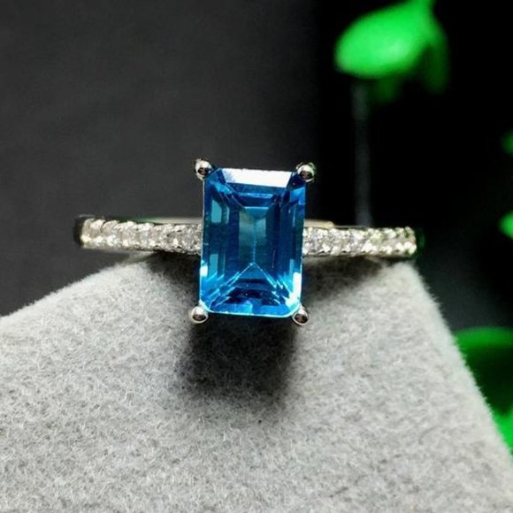 Jewelry - 💝 Radiant Cut Pure Royal Blue Gemstone Zircon Macro Rings for Women, PD0…